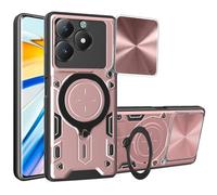 SEAHAI Funda para Realme C63/Realme C61/Realme Note 60/Realme Note 60X, [Rugged Armour] Antigolpes Carcasa con Metálico Anillo Soporte y Cámara Deslizante Proteger, Anti-Caída Silicona Case - Oro rosa