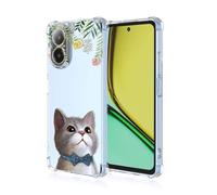 SEAHAI Funda para Realme C67 4G, Colores Las Flores Elegante Delgada a Prueba de Golpes TPU Transparente de Goma Suave Carcasa de Silicona Colorida - Gato