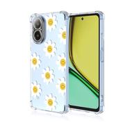 SEAHAI Funda para Realme C67 4G, Colores Las Flores Elegante Delgada a Prueba de Golpes TPU Transparente de Goma Suave Carcasa de Silicona Colorida - Flor Sonriente