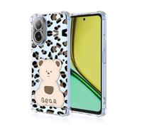 SEAHAI Funda para Realme C67 4G, Colores Las Flores Elegante Delgada a Prueba de Golpes TPU Transparente de Goma Suave Carcasa de Silicona Colorida - Oso Leopardo