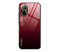 SEAHAI Funda para Realme C67 4G, Degradado de Color Carcasa con Tapa Trasera de Cristal Templado & Estuche Silicona TPU con Absorción de Golpes, Rojo Elegante