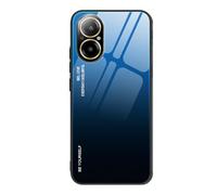 SEAHAI Funda para Realme C67 4G, Degradado de Color Carcasa con Tapa Trasera de Cristal Templado & Estuche Silicona TPU con Absorción de Golpes, Azul Elegante