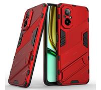 SEAHAI Funda para Realme C67 4G Estuche, Carcasa de Antigolpes [Rugged Armour] Soporte Plegable Oculto Silicona TPU Bumper Anti-Caída Case - Rojo