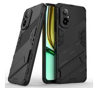 SEAHAI Funda para Realme C67 4G Estuche, Carcasa de Antigolpes [Rugged Armour] Soporte Plegable Oculto Silicona TPU Bumper Anti-Caída Case - Negro