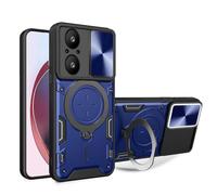 SEAHAI Funda para Realme C67 4G, [Rugged Armour] Antigolpes Carcasa con Metálico Anillo Magnético Soporte y Cámara Deslizante Proteger, Anti-Caída Silicona Case - Azul