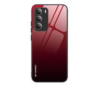 SEAHAI Funda para Realme C71/Realme C73/Realme P3 Lite 4G, Degradado de Color Carcasa con Tapa Trasera de Cristal Templado & Estuche Silicona TPU con Absorción de Golpes, Rojo Elegante