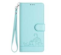 SEAHAI Funda para Realme C71/Realme C73/Realme P3 Lite 4G, Patrón Lindo Gato en Relieve Carcasa de Cuero, Billetera Cubierta con Suporte/Ranura para Tarjeta/Cierre Magnético/Bloqueo RFID, Verde Claro