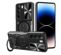 SEAHAI Funda para Realme C71/Realme C73/Realme P3 Lite 4G, [Rugged Armour] Antigolpes Carcasa con Metálico Anillo Magnético Soporte y Cámara Deslizante Proteger, Anti-Caída Silicona Case - Negro