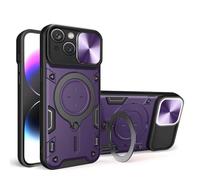 SEAHAI Funda para Realme C85 4G/5G/ Realme 15X, [Rugged Armour] Antigolpes Carcasa con Metálico Anillo Magnético Soporte y Cámara Deslizante Proteger, Anti-Caída Silicona Case - Morado Oscuro