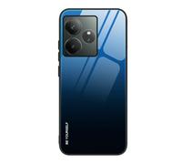 SEAHAI Funda para Realme GT 6 5G / Realme GT 6T 5G, Degradado de Color Carcasa con Tapa Trasera de Cristal Templado & Estuche Silicona TPU con Absorción de Golpes, Azul Elegante