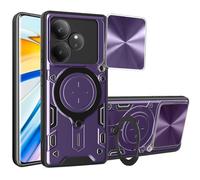 SEAHAI Funda para Realme GT 7 5G / Realme GT 7T 5G, [Rugged Armour] Antigolpes Carcasa con Metálico Anillo Magnético Soporte y Cámara Deslizante Proteger, Anti-Caída Silicona Case - Morado Oscuro