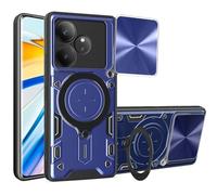 SEAHAI Funda para Realme GT 7 5G / Realme GT 7T 5G, [Rugged Armour] Antigolpes Carcasa con Metálico Anillo Magnético Soporte y Cámara Deslizante Proteger, Anti-Caída Silicona Case - Azul