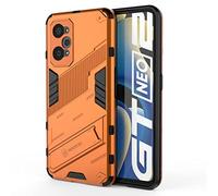 SEAHAI Funda para Realme GT Neo 3T 5G/Realme GT 2 5G/Realme GT Neo 2 Estuche, Carcasa de Antigolpes [Rugged Armour] Soporte Plegable Oculto Silicona TPU Bumper Anti-Caída Case - Naranja