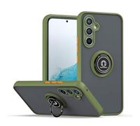 SEAHAI Funda para Samsung Galaxy A05s Estuche, Translúcida Escarchado Duro PC Carcasa Antigolpes TPU Bumper Silicona Cubierta con 360° Anillo Soporte de Metal, Ejercito Verde