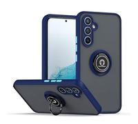 SEAHAI Funda para Samsung Galaxy A05s Estuche, Translúcida Escarchado Duro PC Carcasa Antigolpes TPU Bumper Silicona Cubierta con 360° Anillo Soporte de Metal, Azul Real