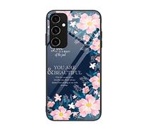 SEAHAI Funda para Samsung Galaxy A54 5G, Patrón Pintado Elegante Carcasa con Tapa Trasera de Cristal Templado & Estuche Silicona TPU con Absorción de Golpes, Jardín de ensueño