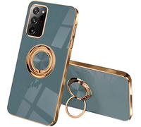 SEAHAI Funda para Samsung Galaxy Note 20 Ultra 5G/4G, 360° Anillo Soporte Galvanoplastia de Diseño Elegante Delgada Antigolpes TPU de Goma Suave Carcasa de Silicona Colorida, Gris