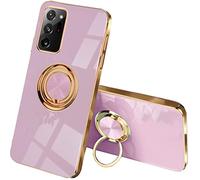 SEAHAI Funda para Samsung Galaxy Note 20 Ultra 5G/4G, 360° Anillo Soporte Galvanoplastia de Diseño Elegante Delgada Antigolpes TPU de Goma Suave Carcasa de Silicona Colorida, Púrpura