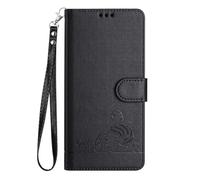 SEAHAI Funda para TCL 501, Patrón Lindo Gato en Relieve Carcasa de Cuero, Billetera Cubierta con Suporte/Ranura para Tarjeta/Cierre Magnético/Bloqueo RFID, Negro