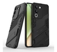 SEAHAI Funda para Vivo V40 SE 5G Estuche, Carcasa de Antigolpes [Rugged Armour] Soporte Plegable Oculto Silicona TPU Bumper Anti-Caída Case, Negro