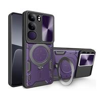 SEAHAI Funda para Vivo V40 SE 80W, [Rugged Armour] Antigolpes Carcasa con Metálico Anillo Magnético Soporte y Cámara Deslizante Proteger, Anti-Caída Silicona Case - Morado Oscuro