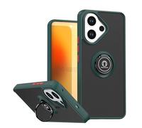 SEAHAI Funda para Vivo V60 Lite 5G/4G Estuche, Translúcida Escarchado Duro PC Carcasa Antigolpes TPU Bumper Silicona Cubierta con 360° Anillo Soporte de Metal, Verde Oscuro