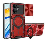 SEAHAI Funda para Vivo V60 Lite 5G/4G, [Rugged Armour] Antigolpes Carcasa con Metálico Anillo Magnético Soporte y Cámara Deslizante Proteger, Anti-Caída Silicona Case - Rojo