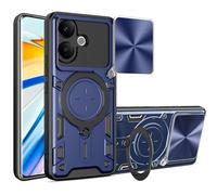 SEAHAI Funda para Vivo V60 Lite 5G/4G, [Rugged Armour] Antigolpes Carcasa con Metálico Anillo Magnético Soporte y Cámara Deslizante Proteger, Anti-Caída Silicona Case - Azul