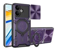 SEAHAI Funda para Vivo V60 Lite 5G/4G, [Rugged Armour] Antigolpes Carcasa con Metálico Anillo Magnético Soporte y Cámara Deslizante Proteger, Anti-Caída Silicona Case - Morado Oscuro