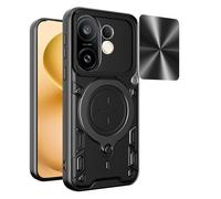 SEAHAI Funda para Vivo X200 FE 5G, [Rugged Armour] Antigolpes Carcasa con Metálico Anillo Magnético Soporte y Cámara Deslizante Proteger, Anti-Caída Silicona Case - Negro