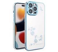 SEAHAI Funda para Vivo X200 FE 5G, Transparente Brillantes Lindo Flor Patrón Diseño Niña Carcasa Ultradelgado Suave Silicona TPU Bumper Antigolpes Cubierta - Azul