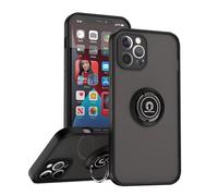 SEAHAI Funda para Vivo X300 5G Estuche, Translúcida Escarchado Duro PC Carcasa Antigolpes TPU Bumper Silicona Cubierta con 360° Anillo Soporte de Metal, Negro