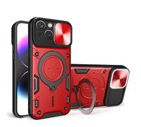 SEAHAI Funda para Vivo X300 5G, [Rugged Armour] Antigolpes Carcasa con Metálico Anillo Magnético Soporte y Cámara Deslizante Proteger, Anti-Caída Silicona Case - Rojo