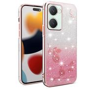 SEAHAI Funda para Vivo Y03 / Vivo Y28s 5G / Vivo Y18, Degradado de Color Brillante Lindo Flor Patrón Diseño Niña Carcasa Ultradelgado Suave Silicona TPU Bumper Antigolpes Cubierta - Rosado