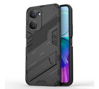 SEAHAI Funda para Vivo Y03 / Vivo Y28s 5G / Vivo Y18 Estuche, Carcasa de Antigolpes [Rugged Armour] Soporte Plegable Oculto Silicona TPU Bumper Anti-Caída Case - Negro