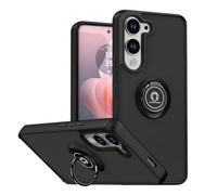 SEAHAI Funda para Vivo Y04 / Vivo Y29s 5G Estuche, Translúcida Escarchado Duro PC Carcasa Antigolpes TPU Bumper Silicona Cubierta con 360° Anillo Soporte de Metal, Negro