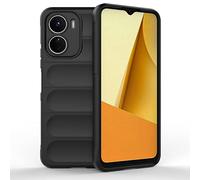 SEAHAI Funda para Vivo Y16 Estuche, [Diseño de Bolsa de Aire Anticaída] Robusto Carcasa de Suave Silicona Ligera PC + TPU Bumper Anti-caída Rubber Caso - Negro