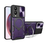 SEAHAI Funda para Vivo Y17s, [Rugged Armour] Antigolpes Carcasa con Metálico Anillo Magnético Soporte y Cámara Deslizante Proteger, Anti-Caída Silicona Case - Morado Oscuro