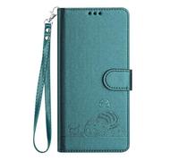 SEAHAI Funda para Vivo Y19s, Patrón Lindo Gato en Relieve Carcasa de Cuero, Billetera Cubierta con Suporte/Ranura para Tarjeta/Cierre Magnético/Bloqueo RFID, Verde Oscuro
