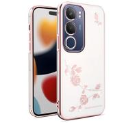 SEAHAI Funda para Vivo Y19s, Transparente Brillantes Lindo Flor Patrón Diseño Niña Carcasa Ultradelgado Suave Silicona TPU Bumper Antigolpes Cubierta - Rosado