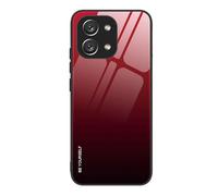 SEAHAI Funda para Vivo Y28 4G, Degradado de Color Carcasa con Tapa Trasera de Cristal Templado & Estuche Silicona TPU con Absorción de Golpes, Rojo Elegante