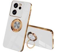 SEAHAI Funda para Xiaomi 13T 5G / Xiaomi 13T Pro 5G, 360° Anillo Soporte Galvanoplastia de Diseño Elegante Delgada Antigolpes TPU de Goma Suave Carcasa de Silicona Colorida, Blanco