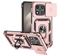 SEAHAI Funda para Xiaomi 15T 5G, Estuche con 360 Grados Anillo Soporte y Cámara Deslizante Proteger [Grado Militar Anti-Caída] Silicona PC + TPU Bumper Antigolpes Carcasa - Oro Rosa