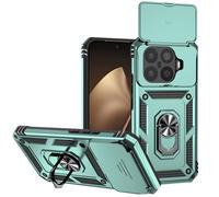 SEAHAI Funda para Xiaomi 15T Pro 5G, Estuche con 360 Grados Anillo Soporte y Cámara Deslizante Proteger [Grado Militar Anti-Caída] Silicona PC + TPU Bumper Antigolpes Carcasa - Verde