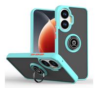 SEAHAI Funda para Xiaomi Poco F7 5G Estuche, Translúcida Escarchado Duro PC Carcasa Antigolpes TPU Bumper Silicona Cubierta con 360° Anillo Soporte de Metal, Cielo Azul