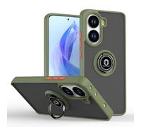 SEAHAI Funda para Xiaomi Poco X7 Pro 5G Estuche, Translúcida Escarchado Duro PC Carcasa Antigolpes TPU Bumper Silicona Cubierta con 360° Anillo Soporte de Metal, Ejercito Verde