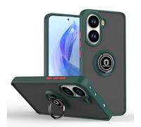 SEAHAI Funda para Xiaomi Poco X7 Pro 5G Estuche, Translúcida Escarchado Duro PC Carcasa Antigolpes TPU Bumper Silicona Cubierta con 360° Anillo Soporte de Metal, Verde Oscuro