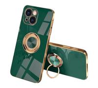 SEAHAI Funda para Xiaomi Redmi 15C 5G/4G/POCO C85, 360° Anillo Soporte Galvanoplastia de Diseño Elegante Delgada Antigolpes TPU de Goma Suave Carcasa de Silicona Colorida, Verde Oscuro