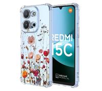 SEAHAI Funda para Xiaomi Redmi 15C 5G/4G/POCO C85, Colores Las Flores Elegante Delgada a Prueba de Golpes TPU Transparente de Goma Suave Carcasa de Silicona Colorida - Baile de Flores