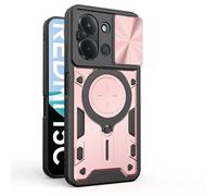SEAHAI Funda para Xiaomi Redmi 15C 5G/4G/POCO C85, [Rugged Armour] Antigolpes Carcasa con Metálico Anillo Magnético Soporte y Cámara Deslizante Proteger, Anti-Caída Silicona Case - Oro Rosa
